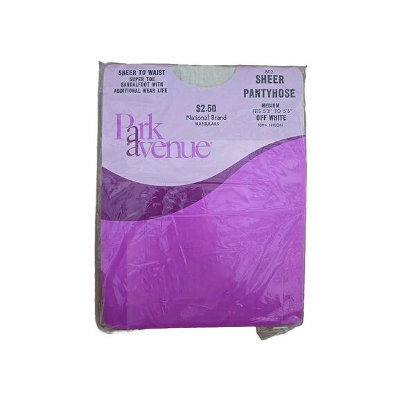 VINTAGE PARK AVENUE SHEER To Waist Pantyhose Size Medium #802 Off White - Picture 1 of 5